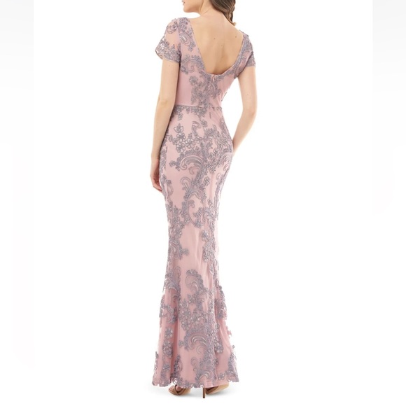 JS COLLECTION Pink Soutache Short Sleeve Full-Length Formal Dress / Gown - NWT - Picture 3 of 17